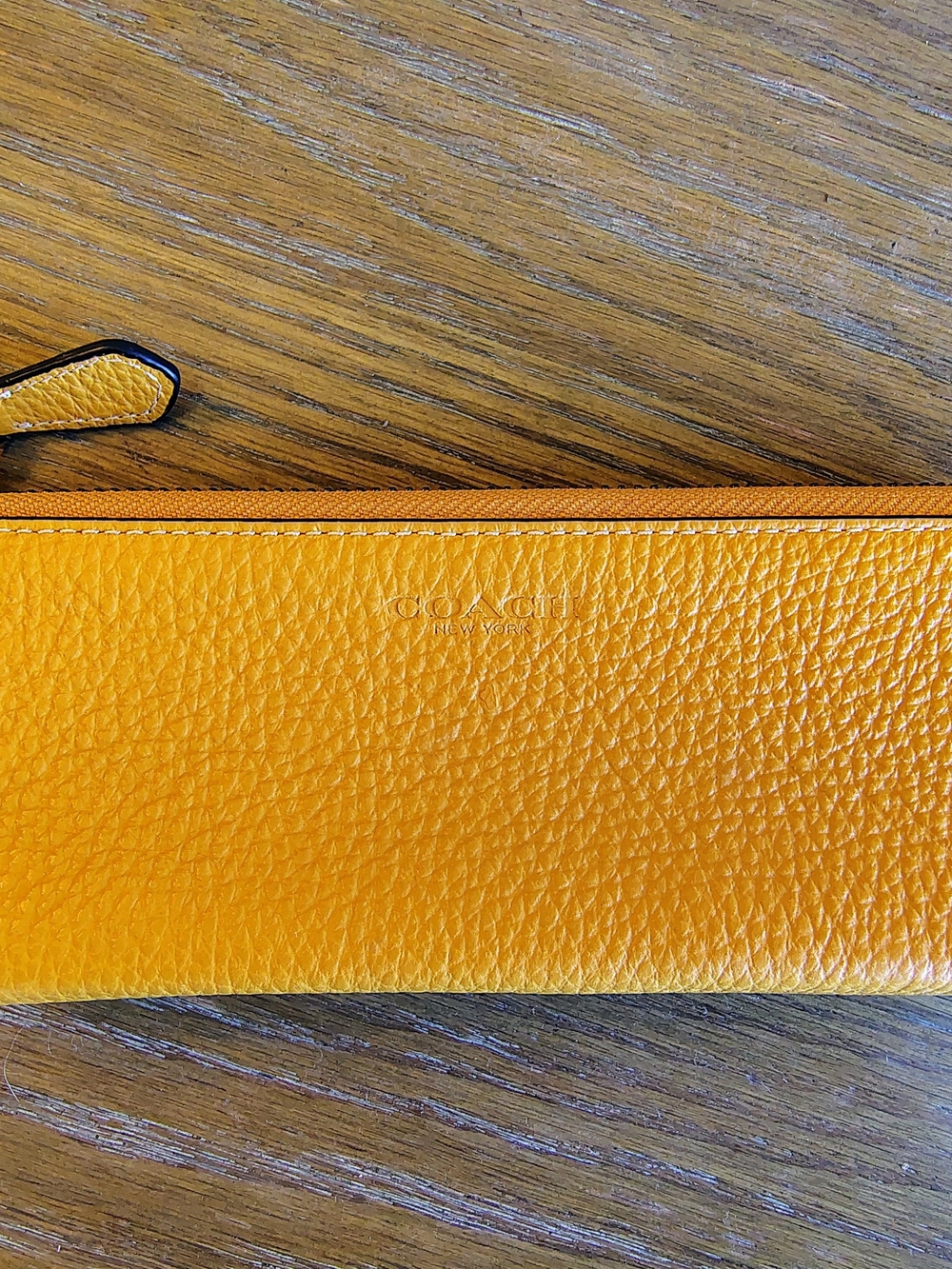 NWT Coach Leather Organizational Case Pencil Pouch Mustard Yellow C6989